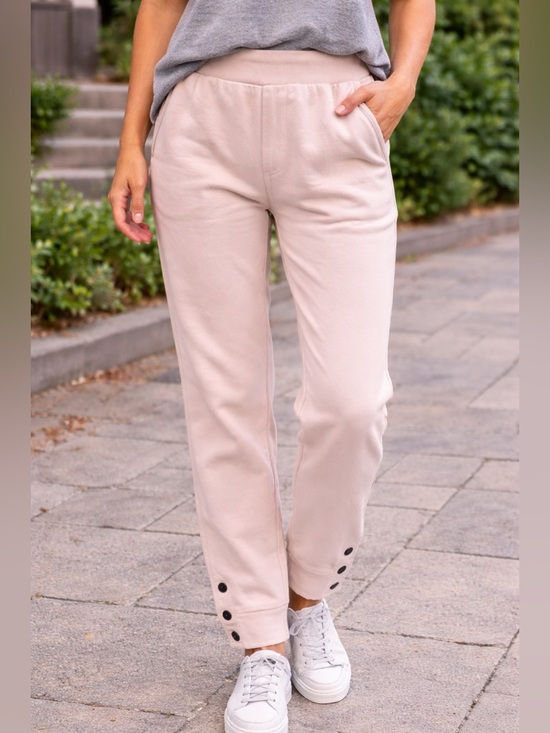 Soft Surroundings Pants - Soft Surroundings Women's Light Pink Jogger Pants Snap Button Bottom Medium